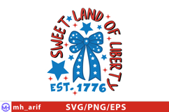 4th of July Bow Hand-drawn SVG T-shirt Design Product Image 1