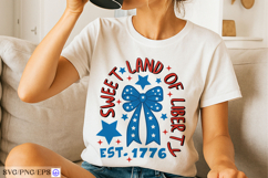 4th of July Bow Hand-drawn SVG T-shirt Design Product Image 2