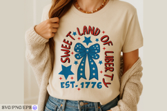 4th of July Bow Hand-drawn SVG T-shirt Design Product Image 4
