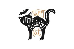Sweet Little Scaredy Cat SVG Cut File Product Image 1