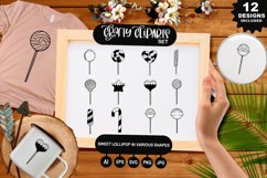Sweet Lollipop In Various Shapes Clipart Set Product Image 1