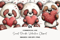 Sweet Panda Valentine Clipart Product Image 1