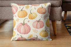 sweet pastel pumpkin, soft patch design, gentle whimsical background, dreamy fall art, non traditional pattern, baby shower fall, mint lavender design, blush pink pumpkin, subtle glitter art, nursery decor pattern