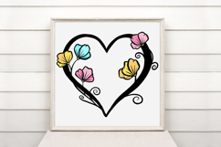 Sweet Pea Floral Heart Wreath Flower Graphic Clipart Product Image 2