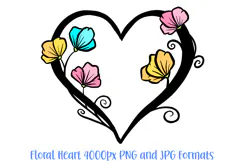Sweet Pea Floral Heart Wreath Flower Graphic Clipart 