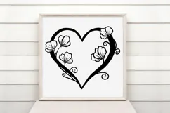 Sweet Pea Floral Heart Wreath Flower Graphic Clipart Product Image 2