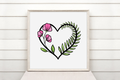 Sweet Pea Leaves Floral Heart Wreath Flower Graphic Clipart Product Image 2