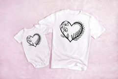 Sweet Pea Leaves Floral Heart Wreath Flower Graphic Clipart Product Image 3