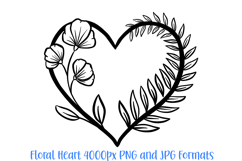 Sweet Pea Leaves Floral Heart Wreath Flower Graphic Clipart PNG Outline