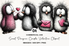 Sweet Penguin Couple Valentine Clipart Product Image 1