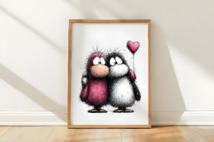 Sweet Penguin Couple Valentine Clipart Product Image 3