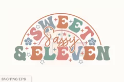 11th Birthday SVG, Retro Girls Bday PNG Design Product Image 1