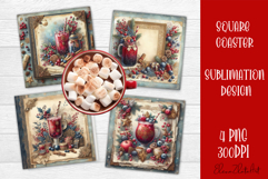 Vintage Christmas Sweet scrapbooking square Coaster Design Product Image 1