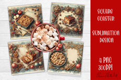 Vintage Christmas Sweet scrapbooking square Coaster Design Product Image 1