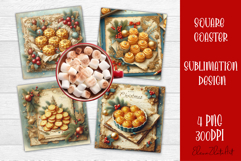 Vintage Christmas Sweet scrapbooking square Coaster Design Product Image 1
