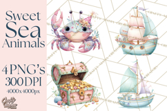 Ocean Creatures Clipart, Under The Sea Animals PNG Product Image 1