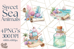 Ocean Creatures Clipart, Under The Sea Animals PNG Product Image 1
