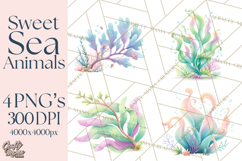 Ocean Creatures Clipart, Under The Sea Animals PNG Product Image 1