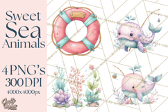 Ocean Creatures Clipart, Under The Sea Animals PNG Product Image 1