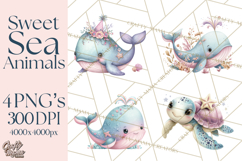 Ocean Creatures Clipart, Under The Sea Animals PNG Product Image 1