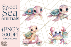 Ocean Creatures Clipart, Under The Sea Animals PNG Product Image 1