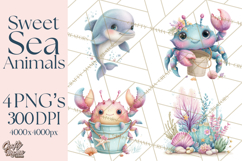 Ocean Creatures Clipart, Under The Sea Animals PNG Product Image 1