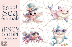 Ocean Creatures Clipart, Under The Sea Animals PNG Product Image 1