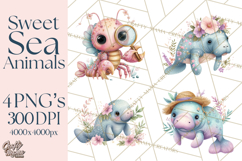 Ocean Creatures Clipart, Under The Sea Animals PNG Product Image 1