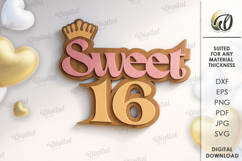 Sweet Sixteen Party Decors Bundle Lasercut. Birthday SVG Product Image 4