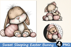 Sweet Sleeping Easter Bunny Clipart Product Image 1