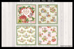 Cottagecore Strawberry Mouse Coasters PNG Sublimation design Product Image 1