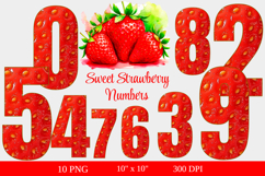 Sweet Fruit Strawberry Numbers PNG Juicy Watercolor Digits Product Image 1