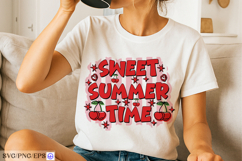 Sweet Summer Coquette Cherry Graphic Tee SVG PNG Design Product Image 1