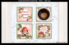 Sweet Summer Time Strawberry Mouse Coaster Sublimation Png Product Image 2