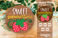 Sweet Summertime Round Sign Laser Cut SVG Template Product Image 1