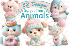 Sweet Treat Animal Clipart PNG, Kawaii Dessert Art Product Image 1