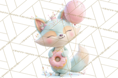 Sweet Treat Animal Clipart PNG, Kawaii Dessert Art Product Image 4