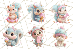 Sweet Treat Animal Clipart PNG, Kawaii Dessert Art Product Image 8
