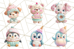 Sweet Treat Animal Clipart PNG, Kawaii Dessert Art Product Image 7