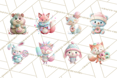Sweet Treat Animal Clipart PNG, Kawaii Dessert Art Product Image 4