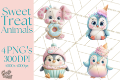 Sweet Treat Animal Clipart PNG, Kawaii Dessert Art Product Image 1