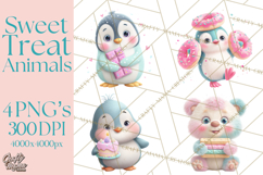 Sweet Treat Animal Clipart PNG, Kawaii Dessert Art Product Image 1