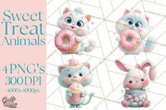 Sweet Treat Animal Clipart PNG, Kawaii Dessert Art Product Image 1