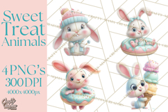 Sweet Treat Animal Clipart PNG, Kawaii Dessert Art Product Image 1
