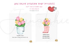 Sweet Tulips Bouquet Watercolor PNG Clipart Set ready to use Product Image 4