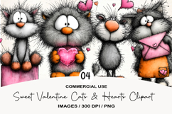 Sweet Valentine Cats &amp; Hearts Clipart Product Image 1