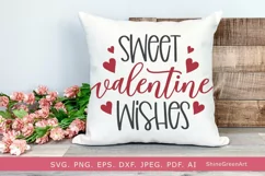 Sweet Valentine Wishes SVG | Valentine Round Sign, Pillow Product Image 1