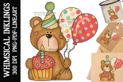 Sweet Birthday Party Bear Sublimation Clipart| DTF Clipart Product Image 1
