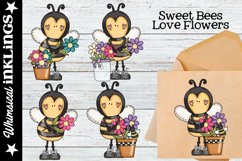 Sweet Bees Love Flowers Sublimation Clipart Product Image 1