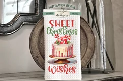 Sweet Christmas Wishes Cake | Dish Towel Sublimation Design Product Image 1